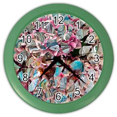 Aqua Blend Color Wall Clock by kaleidomarblingart