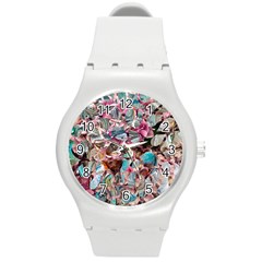 Aqua Blend Round Plastic Sport Watch (m) by kaleidomarblingart