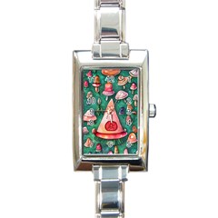 Magic Mushroom Wizardry Rectangle Italian Charm Watch by GardenOfOphir