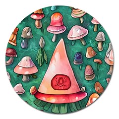 Magic Mushroom Wizardry Magnet 5  (round) by GardenOfOphir