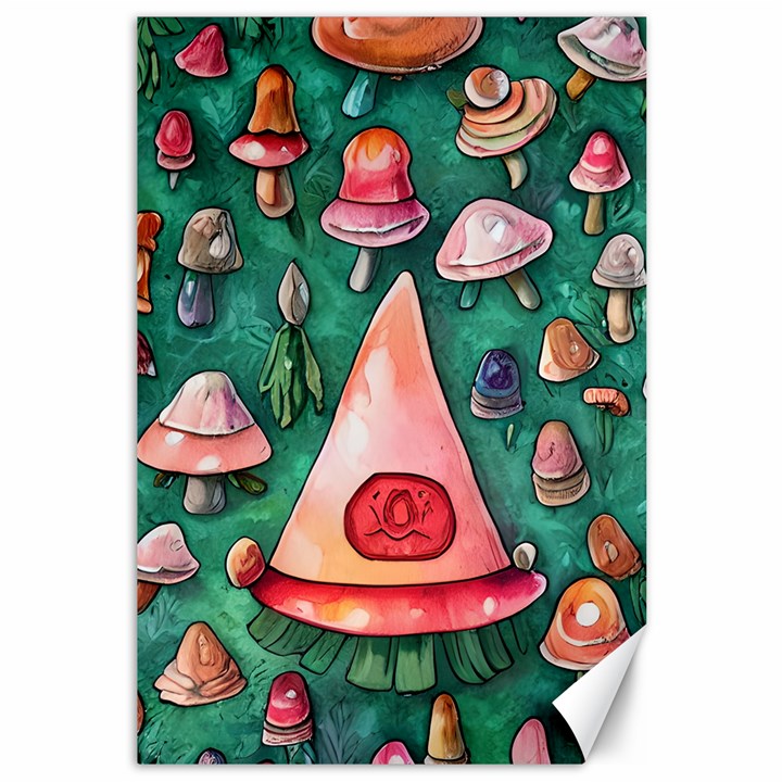 Magic Mushroom Wizardry Canvas 12  x 18 