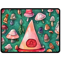 Magic Mushroom Wizardry One Side Fleece Blanket (large) by GardenOfOphir