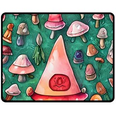 Magic Mushroom Wizardry One Side Fleece Blanket (medium) by GardenOfOphir