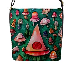 Magic Mushroom Wizardry Flap Closure Messenger Bag (l) by GardenOfOphir