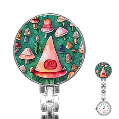 Magic Mushroom Wizardry Stainless Steel Nurses Watch by GardenOfOphir