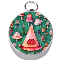 Magic Mushroom Wizardry Silver Compasses by GardenOfOphir