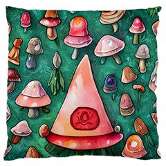 Magic Mushroom Wizardry Large Premium Plush Fleece Cushion Case (two Sides) by GardenOfOphir