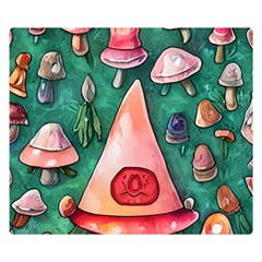 Magic Mushroom Wizardry One Side Premium Plush Fleece Blanket (small) by GardenOfOphir