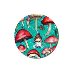 Magic Mushroom Magnet 3  (round) by GardenOfOphir