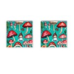 Magic Mushroom Cufflinks (Square) Front(Pair)