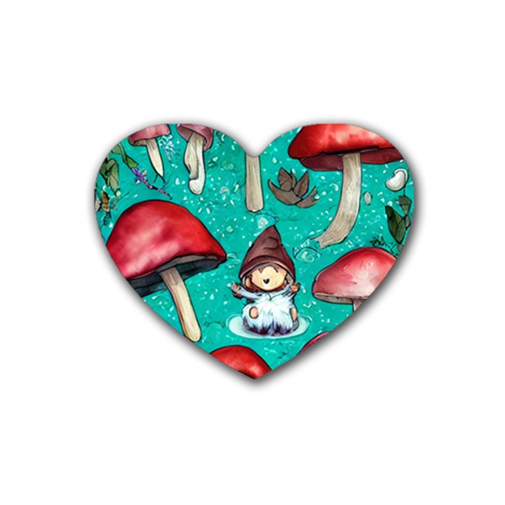 Magic Mushroom Rubber Coaster (Heart)