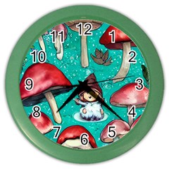 Magic Mushroom Color Wall Clock by GardenOfOphir