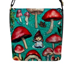 Magic Mushroom Flap Closure Messenger Bag (l) by GardenOfOphir