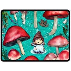 Magic Mushroom Fleece Blanket (large) by GardenOfOphir