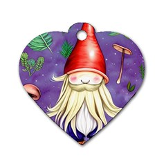 Sacred Mushroom Dog Tag Heart (two Sides) by GardenOfOphir