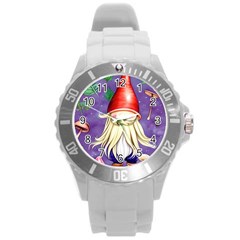 Sacred Mushroom Round Plastic Sport Watch (l) by GardenOfOphir