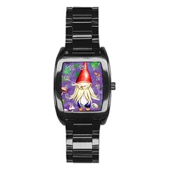 Sacred Mushroom Stainless Steel Barrel Watch by GardenOfOphir