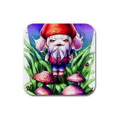 Liberty Cap Mushroom Art Rubber Square Coaster (4 Pack) by GardenOfOphir