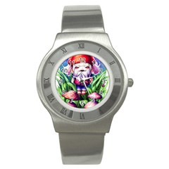 Liberty Cap Mushroom Art Stainless Steel Watch by GardenOfOphir