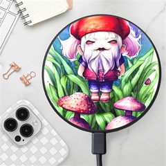 Liberty Cap Mushroom Art Wireless Fast Charger(black) by GardenOfOphir