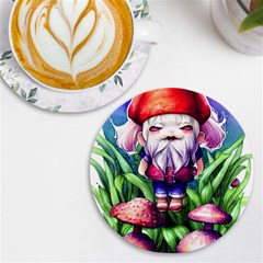 Liberty Cap Mushroom Art Uv Print Round Tile Coaster by GardenOfOphir