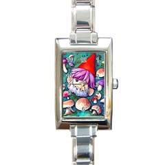 Sacred Mushroom Art Rectangle Italian Charm Watch by GardenOfOphir