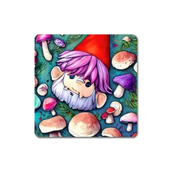 Sacred Mushroom Art Square Magnet by GardenOfOphir