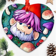 Sacred Mushroom Art Heart Ornament (two Sides) by GardenOfOphir