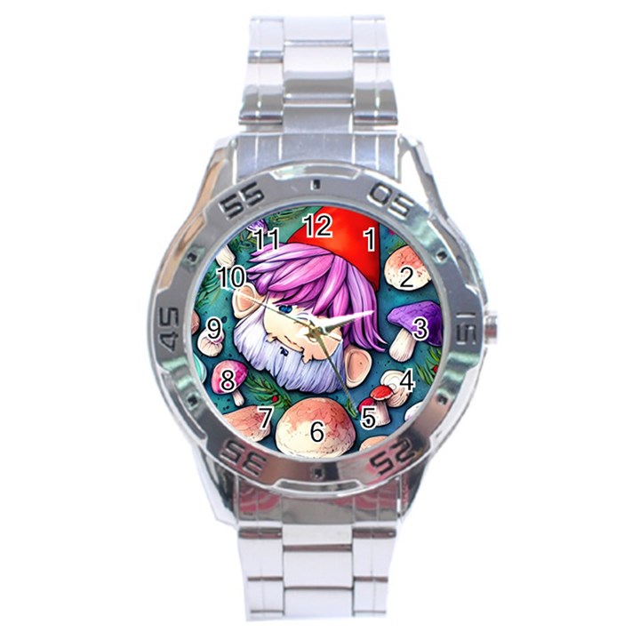 Sacred Mushroom Art Stainless Steel Analogue Watch