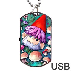 Sacred Mushroom Art Dog Tag Usb Flash (two Sides) by GardenOfOphir