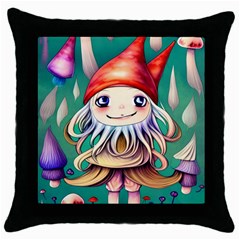 Toadstools For Charm Work Throw Pillow Case (Black)