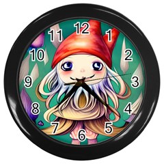 Toadstools For Charm Work Wall Clock (Black)