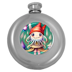 Toadstools For Charm Work Round Hip Flask (5 oz)