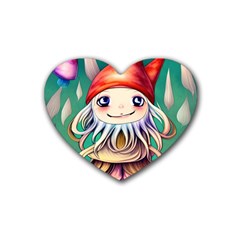 Toadstools For Charm Work Rubber Coaster (Heart)