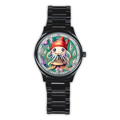 Toadstools For Charm Work Stainless Steel Round Watch