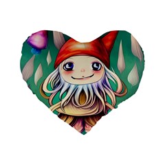 Toadstools For Charm Work Standard 16  Premium Flano Heart Shape Cushions