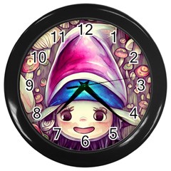 Magic Mushrooms For Conjuring Wall Clock (black) by GardenOfOphir