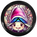 Magic Mushrooms For Conjuring Wall Clock (Black) Front