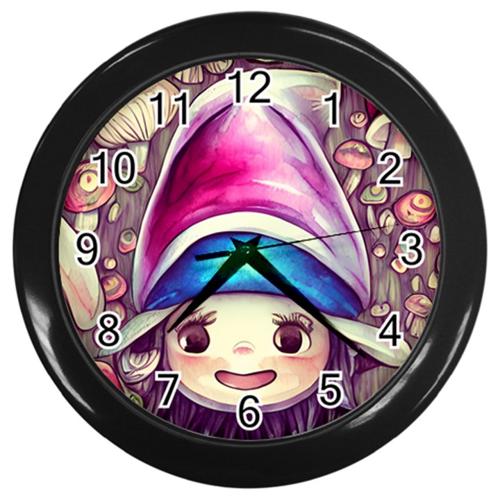 Magic Mushrooms For Conjuring Wall Clock (Black)