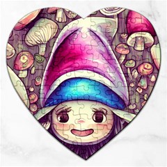 Magic Mushrooms For Conjuring Jigsaw Puzzle (heart) by GardenOfOphir