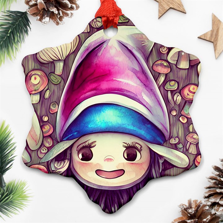 Magic Mushrooms For Conjuring Snowflake Ornament (Two Sides)