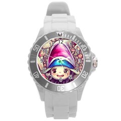 Magic Mushrooms For Conjuring Round Plastic Sport Watch (l) by GardenOfOphir