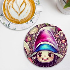 Magic Mushrooms For Conjuring Uv Print Round Tile Coaster by GardenOfOphir