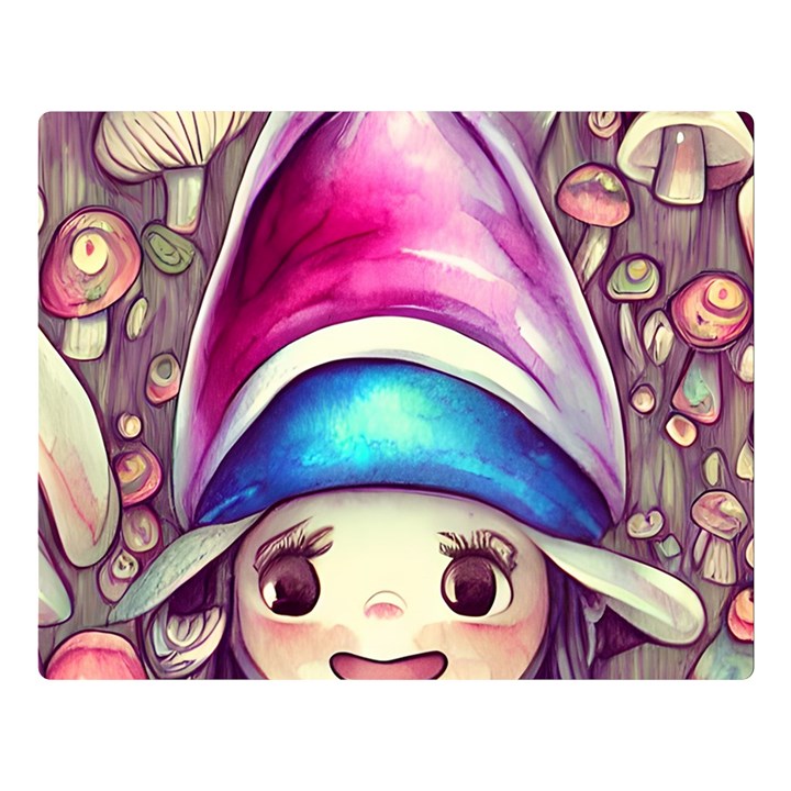 Magic Mushrooms For Conjuring One Side Premium Plush Fleece Blanket (Large)