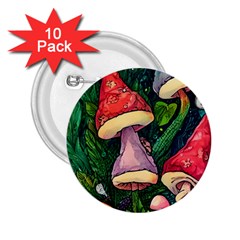 Sacred Mushrooms For Necromancy 2 25  Buttons (10 Pack)  by GardenOfOphir