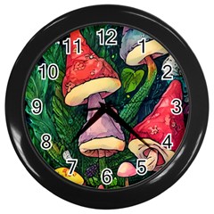 Sacred Mushrooms For Necromancy Wall Clock (black) by GardenOfOphir