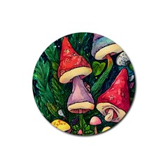 Sacred Mushrooms For Necromancy Rubber Coaster (round) by GardenOfOphir