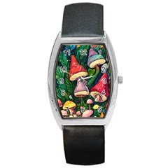 Sacred Mushrooms For Necromancy Barrel Style Metal Watch by GardenOfOphir