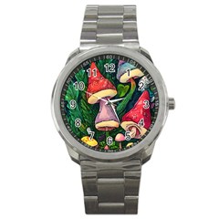 Sacred Mushrooms For Necromancy Sport Metal Watch by GardenOfOphir