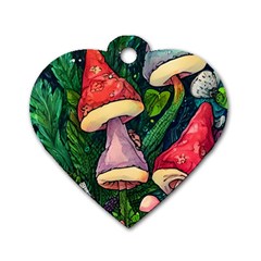 Sacred Mushrooms For Necromancy Dog Tag Heart (one Side) by GardenOfOphir